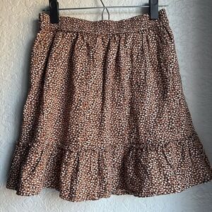 Tahari Size  S Skirt Linen Animal Print Pockets Ruffled Bottom Mini Skirt Womens